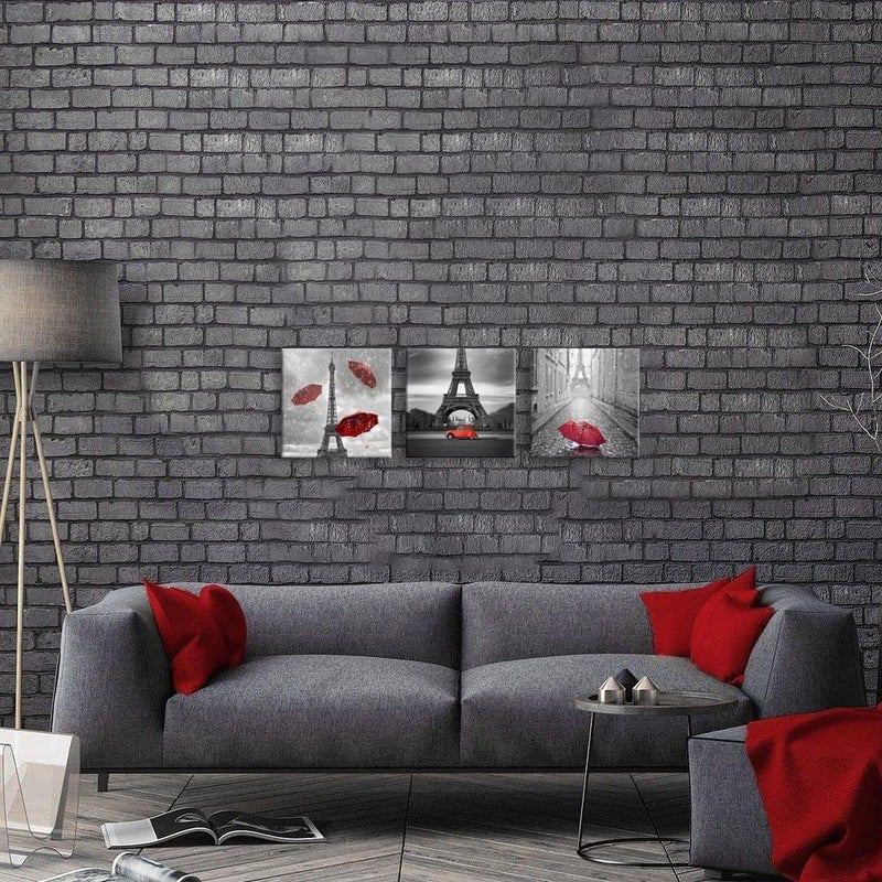 NAN Wind 3 Pcs Paris Wall Art Canvas Prints Black and White with Umbrella Eiffel Tower Decor Stretched and Framed Ready to Hang for Home Decor - Image 3
